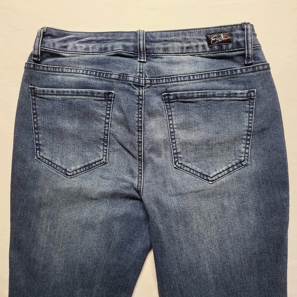 Earl Jeans Embroidered Black Floral Design Dark Denim Skinny Ankle Womens Size 8 - Picture 9 of 13